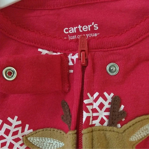 Carter's Toddler Girls' Snowflake Reindeer /Black Santa Footed Pj Set Christmas - Picture 10 of 14